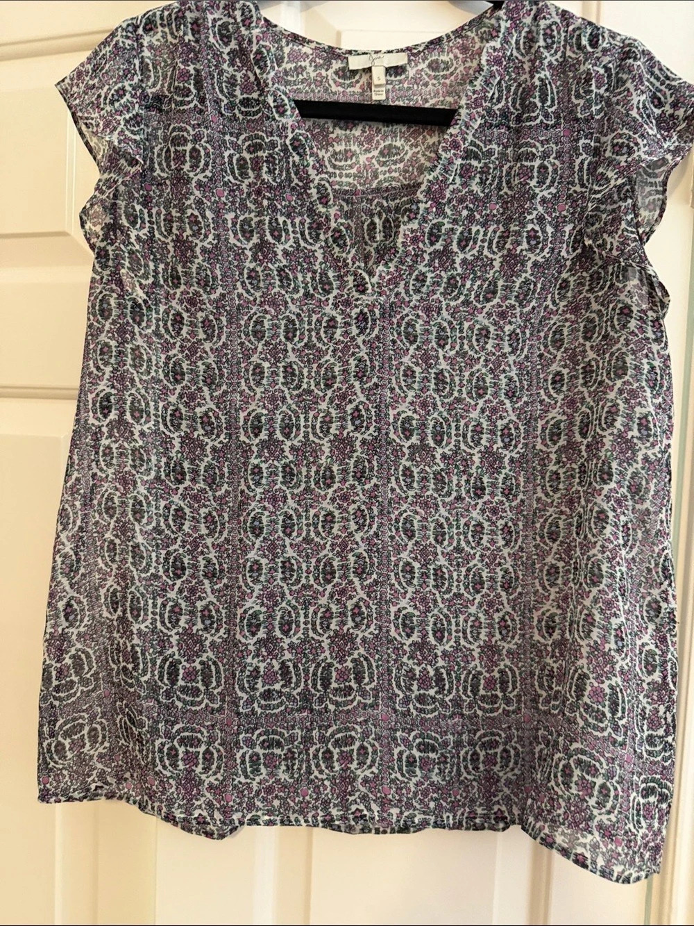 Joie Floral Print Short Sleeve Blouse Floral Silk Blouse Size Small